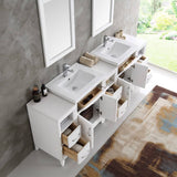 Fresca FVN21-84WH Cambridge 84" White Double Sink Traditional Bathroom Vanity with Mirrors