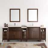 Fresca FVN21-96AC Cambridge 96" Antique Coffee Double Sink Traditional Bathroom Vanity with Mirrors