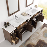 Fresca FVN21-96AC Cambridge 96" Antique Coffee Double Sink Traditional Bathroom Vanity with Mirrors