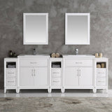 Fresca FVN21-96WH Cambridge 96" White Double Sink Traditional Bathroom Vanity with Mirrors