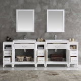 Fresca FVN21-96WH Cambridge 96" White Double Sink Traditional Bathroom Vanity with Mirrors