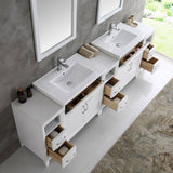 Fresca FVN21-96WH Cambridge 96" White Double Sink Traditional Bathroom Vanity with Mirrors