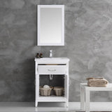 Fresca FVN2124WH Cambridge 24" White Traditional Bathroom Vanity with Mirror