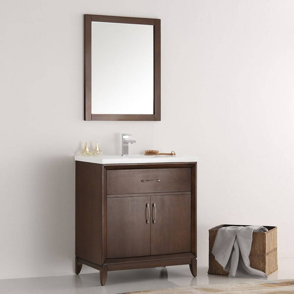 Fresca FVN2130AC Cambridge 30" Antique Coffee Traditional Bathroom Vanity with Mirror