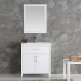 Fresca FVN2130WH Cambridge 30" White Traditional Bathroom Vanity with Mirror