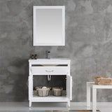 Fresca FVN2130WH Cambridge 30" White Traditional Bathroom Vanity with Mirror