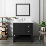 Fresca FVN2336BL Manchester 36" Black Traditional Bathroom Vanity with Mirror