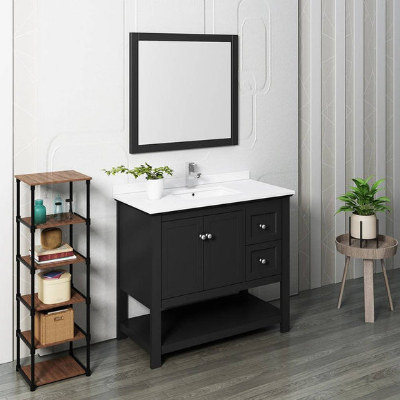 Fresca FVN2340BL Manchester 42" Black Traditional Bathroom Vanity with Mirror