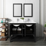 Fresca FVN2348BL-D Manchester 48" Black Traditional Double Sink Bathroom Vanity with Mirrors