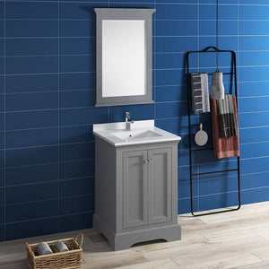 Fresca FVN2424GRV Windsor 24" Gray Textured Traditional Bathroom Vanity with Mirror