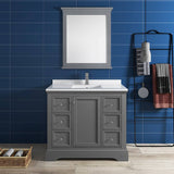 Fresca FVN2440GRV Windsor 40" Gray Textured Traditional Bathroom Vanity with Mirror