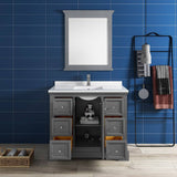 Fresca FVN2440GRV Windsor 40" Gray Textured Traditional Bathroom Vanity with Mirror