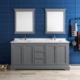 Fresca FVN2472GRV Windsor 72" Gray Textured Traditional Double Sink Bathroom Vanity with Mirrors