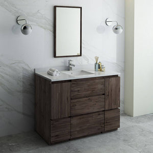 Fresca FVN31-122412ACA-FC Formosa 48" Floor Standing Modern Bathroom Vanity with Mirror in Acacia