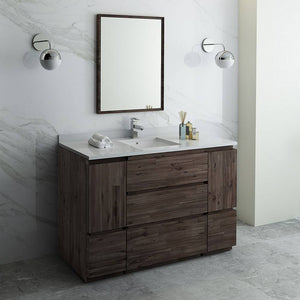 Fresca FVN31-123012ACA-FC Formosa 54" Floor Standing Modern Bathroom Vanity with Mirror in Acacia