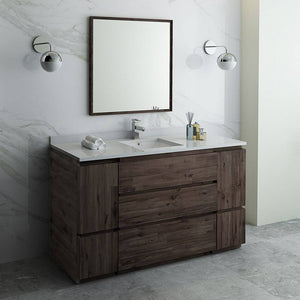 Fresca FVN31-123612ACA-FC Formosa 60" Floor Standing Single Sink Modern Bathroom Vanity with Mirror in Acacia