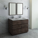 Fresca FVN31-2424ACA-FC Formosa 48" Floor Standing Double Sink Modern Bathroom Vanity with Mirrors in Acacia