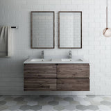 Fresca FVN31-2424ACA Formosa 48" Wall Hung Double Sink Modern Bathroom Vanity with Mirrors in Acacia