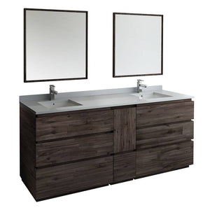 Fresca FVN31-361236ACA-FC Formosa 84" Floor Standing Double Sink Modern Bathroom Vanity with Mirrors in Acacia