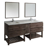 Fresca FVN31-361236ACA-FS Formosa 84" Floor Standing Double Sink Modern Bathroom Vanity with Open Bottom & Mirrors in Acacia