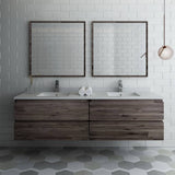 Fresca FVN31-3636ACA Formosa 72" Wall Hung Double Sink Modern Bathroom Vanity with Mirrors in Acacia