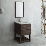 Fresca FVN3124ACA-FS Formosa 24" Floor Standing Modern Bathroom Vanity with Open Bottom & Mirror in Acacia