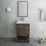 Fresca FVN3124ACA-FS Formosa 24" Floor Standing Modern Bathroom Vanity with Open Bottom & Mirror in Acacia