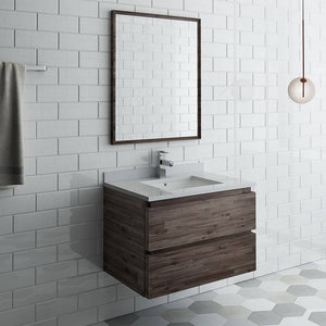 Fresca FVN3130ACA Formosa 30" Wall Hung Modern Bathroom Vanity with Mirror in Acacia