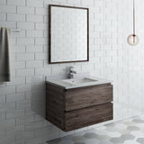 Fresca FVN3130ACA Formosa 30" Wall Hung Modern Bathroom Vanity with Mirror in Acacia