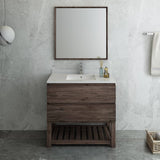 Fresca FVN3136ACA-FS Formosa 36" Floor Standing Modern Bathroom Vanity with Open Bottom & Mirror in Acacia