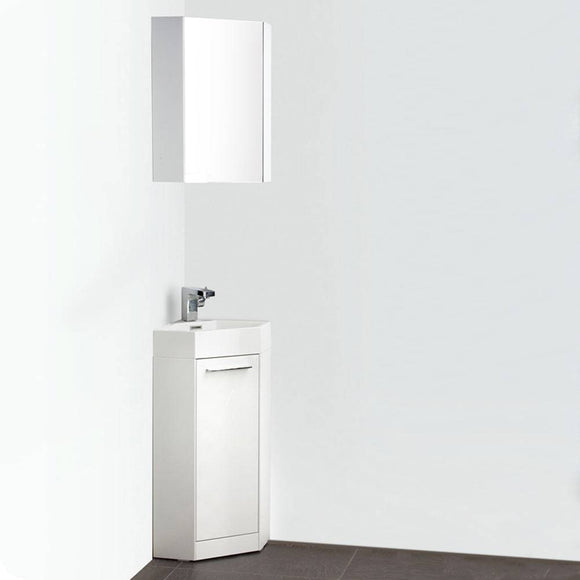 Fresca FVN5082WH Coda 14" White Modern Corner Bathroom Vanity