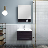 Fresca FVN6124ES-UNS Lucera 24" Espresso Wall Hung Undermount Sink Modern Bathroom Vanity with Medicine Cabinet