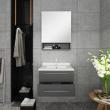 Fresca FVN6124GR-UNS Lucera 24" Gray Wall Hung Undermount Sink Modern Bathroom Vanity with Medicine Cabinet