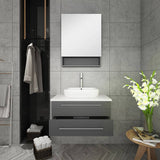 Fresca FVN6130GR-VSL Lucera 30" Gray Wall Hung Vessel Sink Modern Bathroom Vanity with Medicine Cabinet