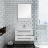 Fresca FVN6130WH-UNS Lucera 30" White Wall Hung Undermount Sink Modern Bathroom Vanity with Medicine Cabinet