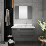 Fresca FVN6136GR-UNS-R Lucera 36" Gray Wall Hung Undermount Sink Modern Bathroom Vanity with Medicine Cabinet - Right Version