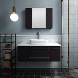 Fresca FVN6142ES-VSL Lucera 42" Espresso Wall Hung Vessel Sink Modern Bathroom Vanity with Medicine Cabinet