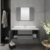 Fresca FVN6142GR-UNS Lucera 42" Gray Wall Hung Undermount Sink Modern Bathroom Vanity with Medicine Cabinet