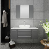 Fresca FVN6142GR-VSL Lucera 42" Gray Wall Hung Vessel Sink Modern Bathroom Vanity with Medicine Cabinet