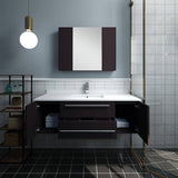 Fresca FVN6148ES-UNS Lucera 48" Espresso Wall Hung Undermount Sink Modern Bathroom Vanity with Medicine Cabinet