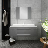 Fresca FVN6148GR-UNS Lucera 48" Gray Wall Hung Undermount Sink Modern Bathroom Vanity with Medicine Cabinet