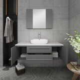 Fresca FVN6148GR-VSL Lucera 48" Gray Wall Hung Vessel Sink Modern Bathroom Vanity with Medicine Cabinet