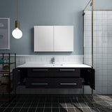 Fresca FVN6160ES-UNS Lucera 60" Espresso Wall Hung Single Undermount Sink Modern Bathroom Vanity with Medicine Cabinet