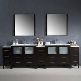 Fresca FVN62-108ES-UNS Torino 108" Espresso Modern Double Sink Bathroom Vanity with 3 Side Cabinets & Integrated Sinks