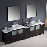 Fresca FVN62-108ES-VSL Torino 108" Espresso Modern Double Sink Bathroom Vanity with 3 Side Cabinets & Vessel Sinks