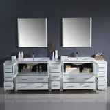 Fresca FVN62-108WH-UNS Torino 108" White Modern Double Sink Bathroom Vanity with 3 Side Cabinets & Integrated Sinks