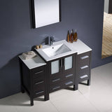 Fresca FVN62-122412ES-UNS Torino 48" Espresso Modern Bathroom Vanity with 2 Side Cabinets & Integrated Sink