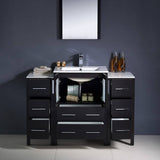 Fresca FVN62-122412ES-UNS Torino 48" Espresso Modern Bathroom Vanity with 2 Side Cabinets & Integrated Sink