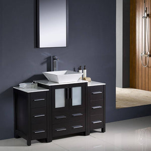 Fresca FVN62-122412ES-VSL Torino 48" Espresso Modern Bathroom Vanity with 2 Side Cabinets & Vessel Sink