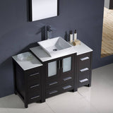 Fresca FVN62-122412ES-VSL Torino 48" Espresso Modern Bathroom Vanity with 2 Side Cabinets & Vessel Sink